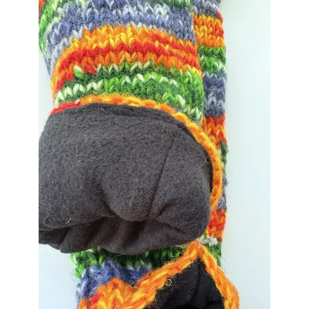 Darn Good Yarn Wool Slipper Socks COLORADO ROCKIES Rainbow Fleece Lined NWT